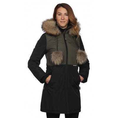 Bilodeau - MARION Urban Winter Coat, Black & Khaki